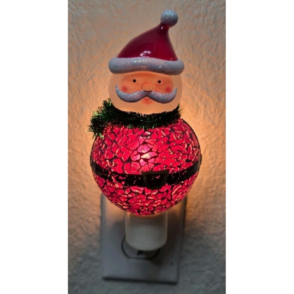 2010 Lights In The Night Seasons of Cannon Falls "MOSAIC SANTA" Night Light Xmas